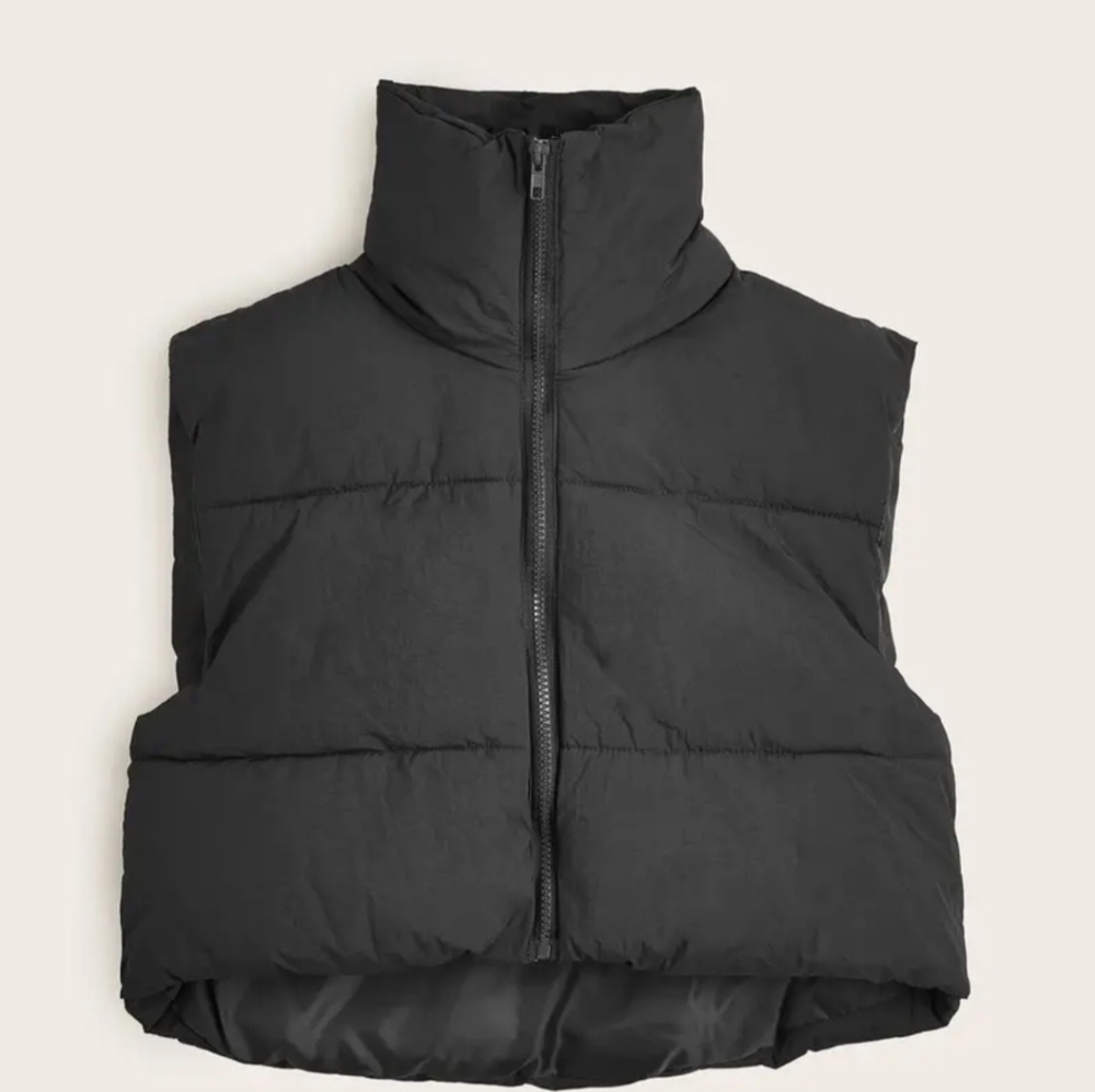 HP Black Quilted Puffer Vest with High Collar